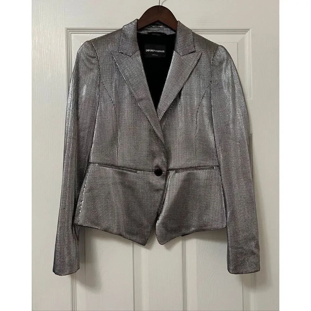 Emporio Armani Metallic Silver Tailored Blazer – IT 42 (US 6)